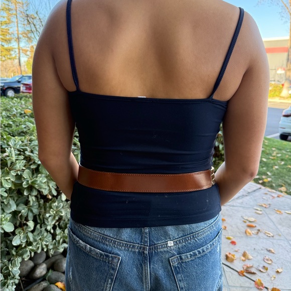 Vintage MCM Brown Gold Tone Leather Made in Italy Woman’s Belt Size 31.5 - Picture 5 of 17